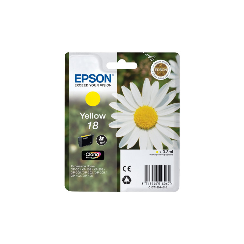 Inkjet Epson Home XP1023 T18 amarillo 180 páginas 3,3ml