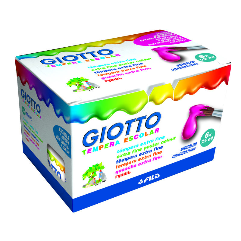 Pack de 6 Témperas Lavables 25ml + Pincel