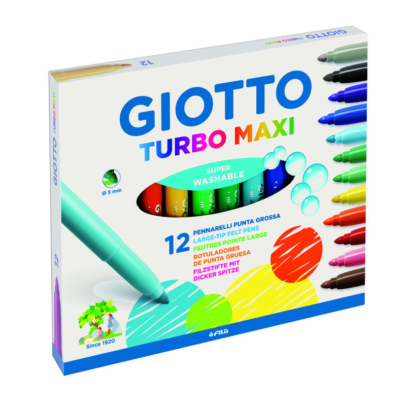 Caja de 12 Rotuladores Giotto Maxi Colores surtidos Punta Gruesa