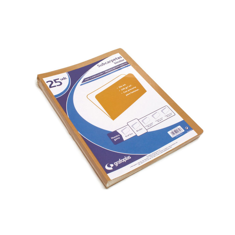 Subcarpeta Grafoplás A4 Kraft/Blanco 240 g (Pack 10 und)