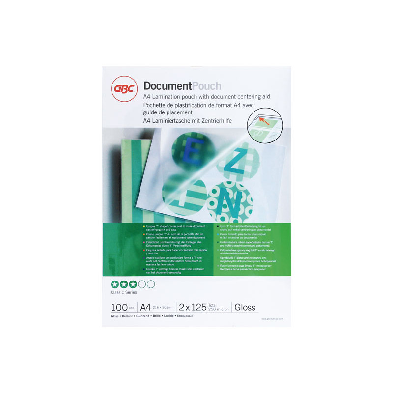 Funda para Plastificar GBC A4 125 Micras (Pack 100 und)