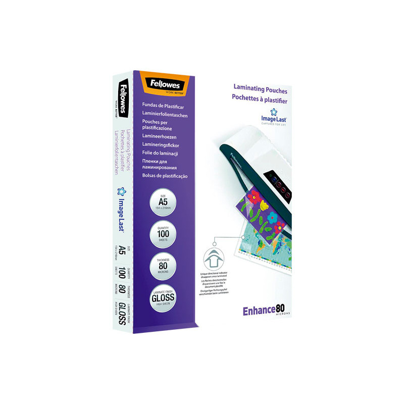 Funda para Plastificar Fellowes A5 80 Micras (Pack 100 und)