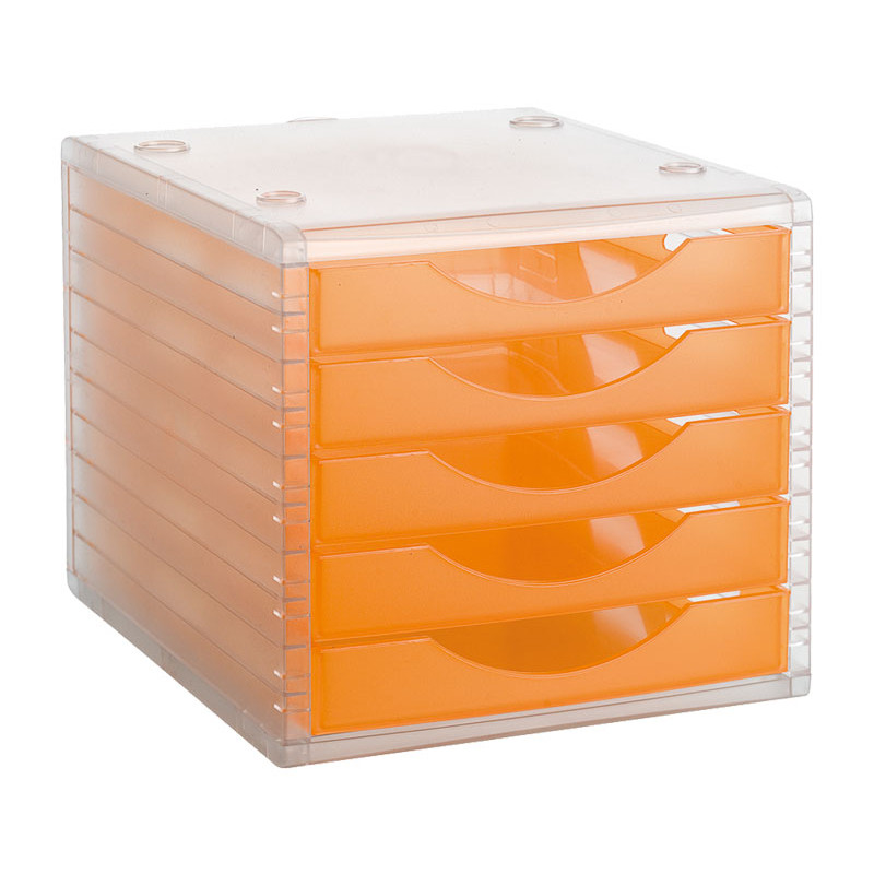 Módulo de 5 cajones translúcidos Archivo 2000 Archivotec Naranja