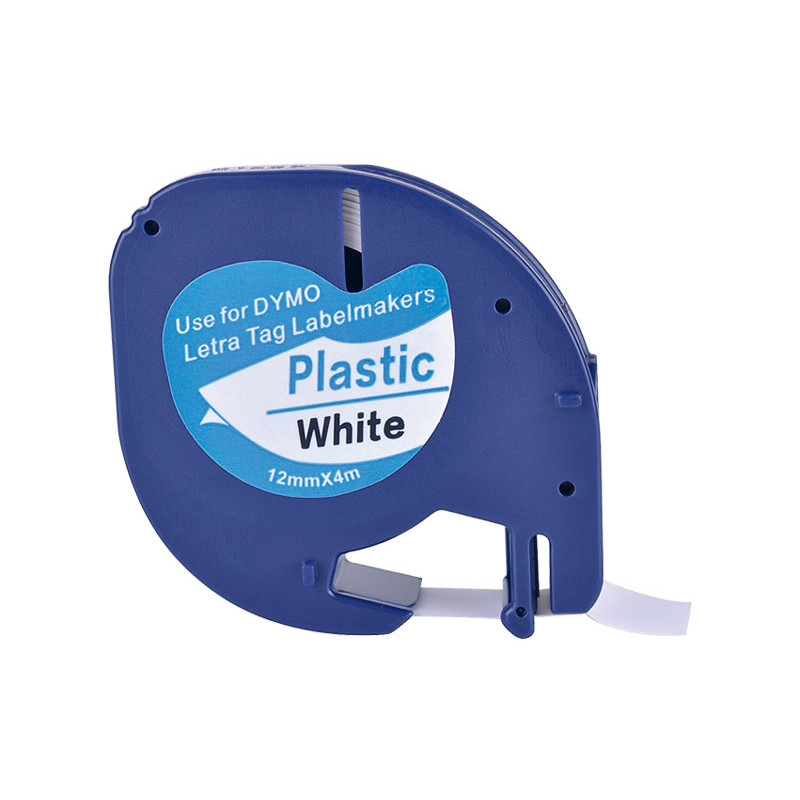 Cinta Dymo Letratag 12mm Plástico Negro/Blanco 4m