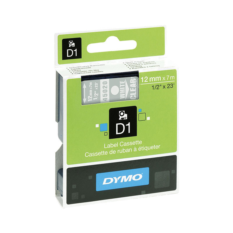 Cinta Rotuladora Electrónica Dymo D1 12Mm Negro/ Blanco 7M